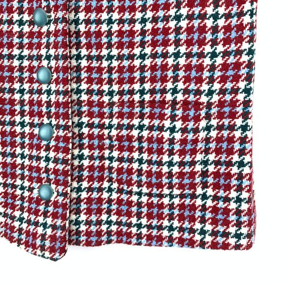 Vintage 70s Vest Button Front Womens Sz Small Red Blue Green Plaid - Picture 4 of 4